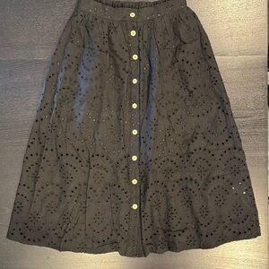 New Look Black Eyelet Midi Skirt